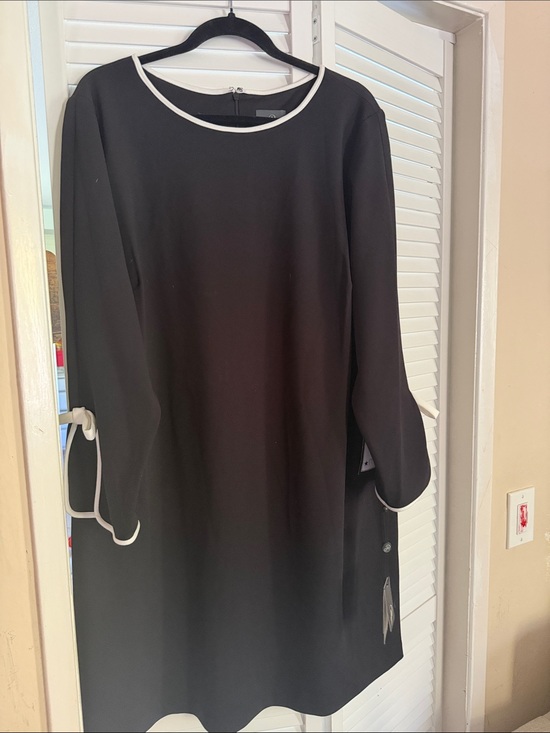 Adrianna Papell Dresses & Skirts - Black Shift Dress with White Trim - Classic Women's Dress Adrianna Papell
